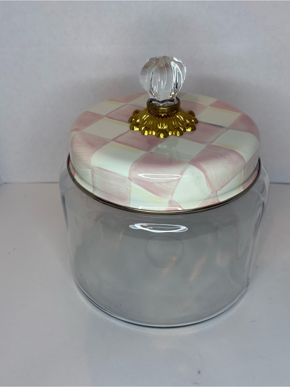 MacKenzie-Childs Rosy Check Glass  Canister